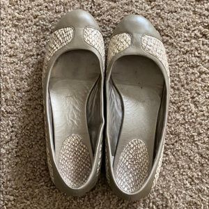 Cole Haan leather and snake skin flats
